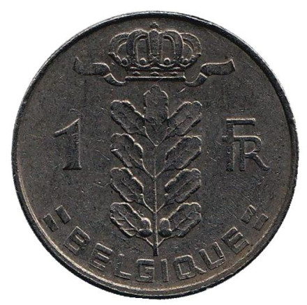 Монета 1 франк. 1965 год, Бельгия. (Belgique)