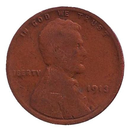 Монета 1 цент. 1913 год (P), США. Линкольн.