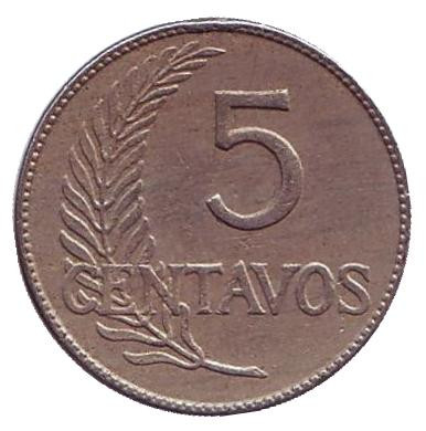 Монета 5 сентаво. 1918 год, Перу.