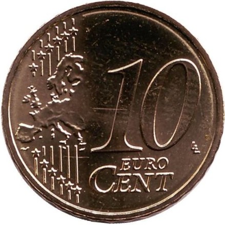 Монета 10 центов. 2017 год, Люксембург. Монета 10 центов. 2017 год, Люксембург.