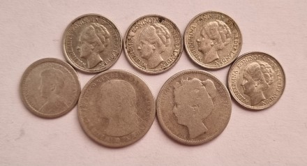 Подборка из 7-и монет номиналами 10 и 25 центов. 1897-1944 гг., Нидерланды.