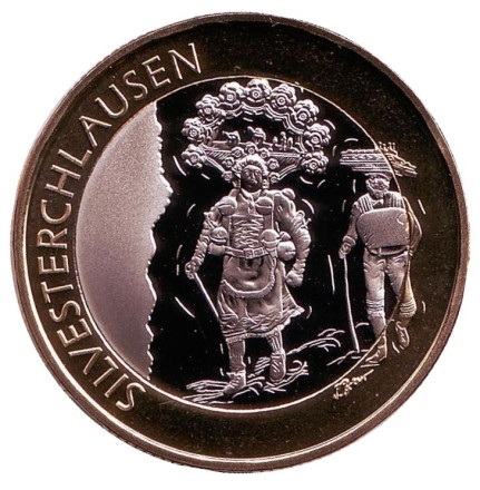 Монета 10 франков. 2013 год, Швейцария. Праздник Сильвестрклаузен.