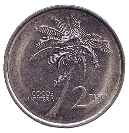 Монета 2 песо. 1993 год, Филиппины. Пальма.