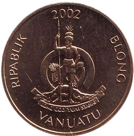 Монета 1 вату, 2002 год, Вануату. Ракушка.