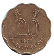 Монета 20 центов. 1993 год, Гонконг. Монета 20 центов. 1993 год, Гонконг.