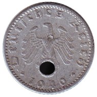 Монета 50 рейхспфеннигов. 1940 год, Германия (Третий Рейх). (G). Монета 50 рейхспфеннигов. 1940 год, Германия (Третий Рейх). (G).