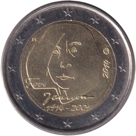 Монета 2 евро. 2014 год, Финляндия. 100 лет со дня рождения Туве Янссон.