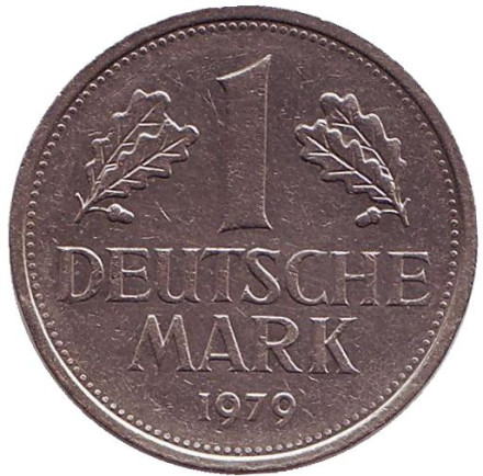 Монета 1 марка. 1979 год (J), ФРГ. Из обращения.