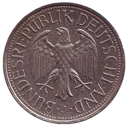 Монета 1 марка. 1979 год (J), ФРГ. Монета 1 марка. 1979 год (J), ФРГ.