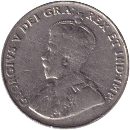 Монета 5 центов. 1935 год, Канада.