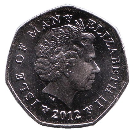 Монета 50 пенсов, 2012 год, Остров Мэн. Бриллиантовый юбилей правления Елизаветы II. Монета 50 пенсов, 2012 год, Остров Мэн. Бриллиантовый юбилей правления Елизаветы II.