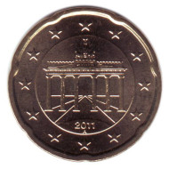 Монета 20 центов. 2011 год (А), Германия.