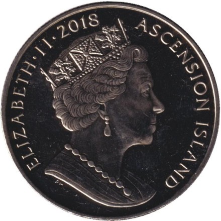 Монета 1 крона. 2018 год, Остров Вознесения. Креветки. Монета 1 крона. 2018 год, Остров Вознесения. Креветки.