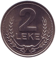 Монета 2 лека. 1989 год, Албания. Монета 2 лека. 1989 год, Албания.