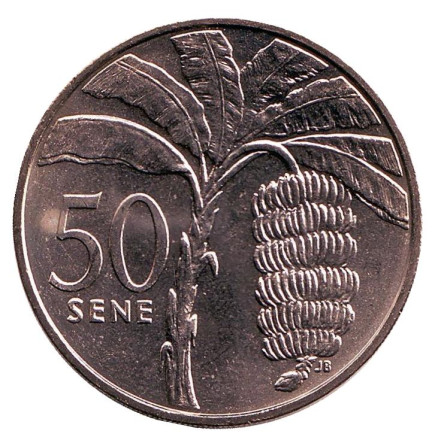 Монета 50 сене. 1974 год, Самоа. Банановое дерево.