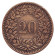Монета 20 раппенов. 1859 год, Швейцария. Монета 20 раппенов. 1859 год, Швейцария.
