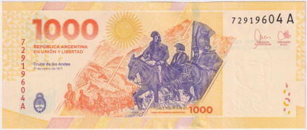 Банкнота 1000 песо. 2023 год, Аргентина. P-W367.