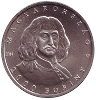 Монета 2000 форинтов. 2014 год, Венгрия. 350 лет со дня смерти Миклоша Зриньи. Монета 2000 форинтов. 2014 год, Венгрия. 350 лет со дня смерти Миклоша Зриньи.