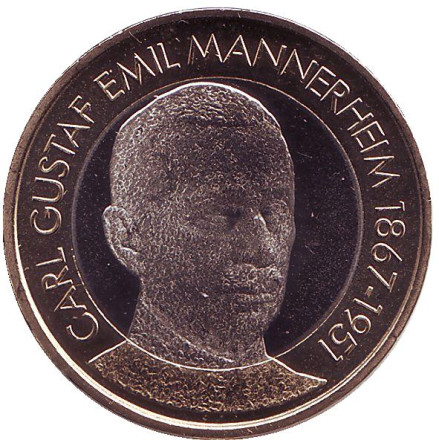Монета 5 евро. 2017 год, Финляндия. Густав Маннергейм. Президенты Финляндии.