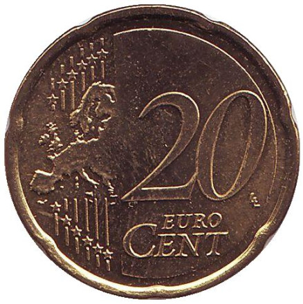 Монета 20 центов. 2008 год, Кипр. Монета 20 центов. 2008 год, Кипр.