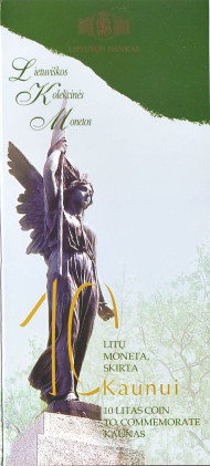 Монета 10 литов. 1999 год, Литва. (буклет) Каунас. Монета 10 литов. 1999 год, Литва. (буклет) Каунас.