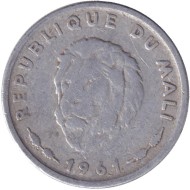 Монета 25 франков. 1961 год, Мали. Лев.