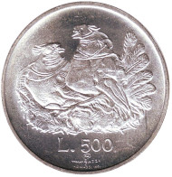 Монета 500 лир. 1974 год, Сан-Марино. Голуби. Монета 500 лир. 1974 год, Сан-Марино. Голуби.