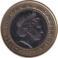 Монета 2 фунта. 2008 год, Остров Мэн. Монета 2 фунта. 2008 год, Остров Мэн.