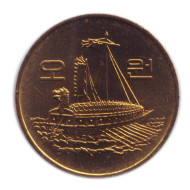 Монета 5 вон. 1983 год, Южная Корея. Корабль-черепаха (кобуксон).