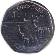 Монета 50 пенсов. 2022 год, Гибралтар. Рождество.