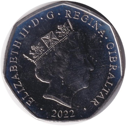 Монета 50 пенсов. 2022 год, Гибралтар. Рождество. Монета 50 пенсов. 2022 год, Гибралтар. Рождество.