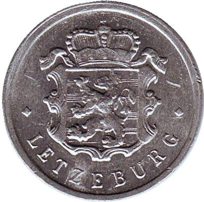 Монета 25 сантимов. 1972 год, Люксембург. 