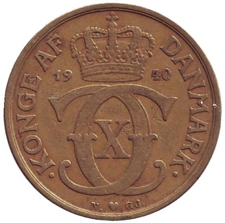 Монета 1 крона. 1940 год, Дания. Монета 1 крона. 1940 год, Дания.