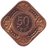 Монета 50 центов. 2005 год, Нидерландские Антильские острова. BU. Монета 50 центов. 2005 год, Нидерландские Антильские острова. BU.