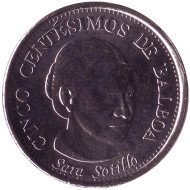 Монета 5 сентесимо. 2019 год, Панама. Сара Сотильо. Монета 5 сентесимо. 2019 год, Панама. Сара Сотильо.