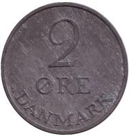 Монета 2 эре. 1955 год, Дания. Монета 2 эре. 1955 год, Дания.