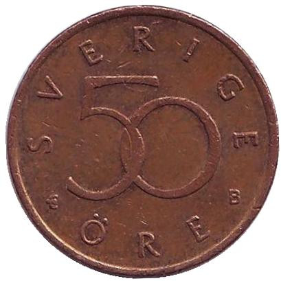 Монета 50 эре. 2002 год, Швеция.