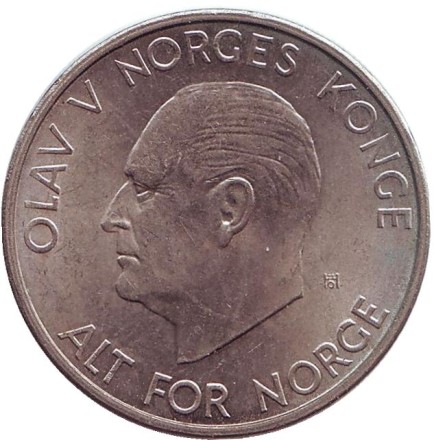 Монета 5 крон. 1972 год, Норвегия. Монета 5 крон. 1972 год, Норвегия.