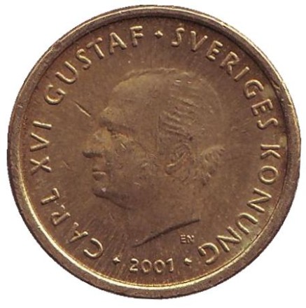 Монета 10 крон. 2001 год, Швеция.
