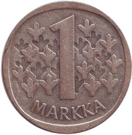 Монета 1 марка. 1967 год, Финляндия.
