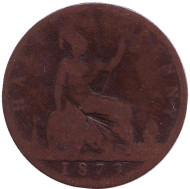 Монета 1/2 пенни. 1873 год, Великобритания. Монета 1/2 пенни. 1873 год, Великобритания.