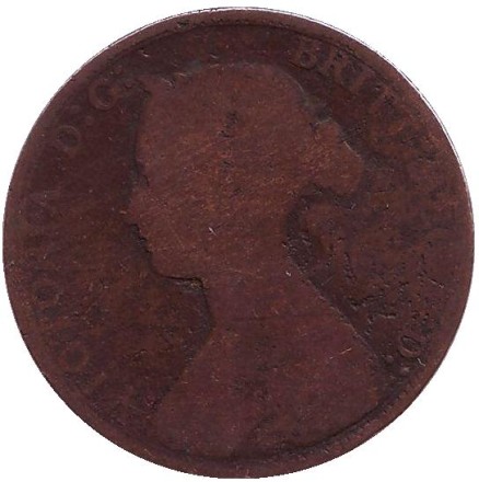 Монета 1/2 пенни. 1873 год, Великобритания.