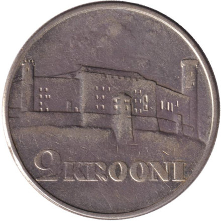 Монета 2 кроны, 1930 год, Эстония. Замок Тоомпеа (Toompea) в Таллине.