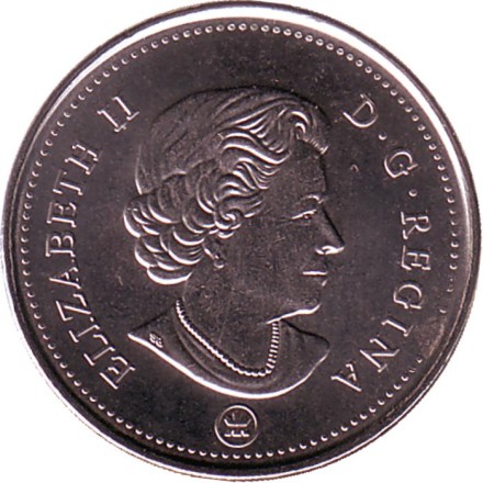 Монета 5 центов, 2020 год, Канада. Бобр.