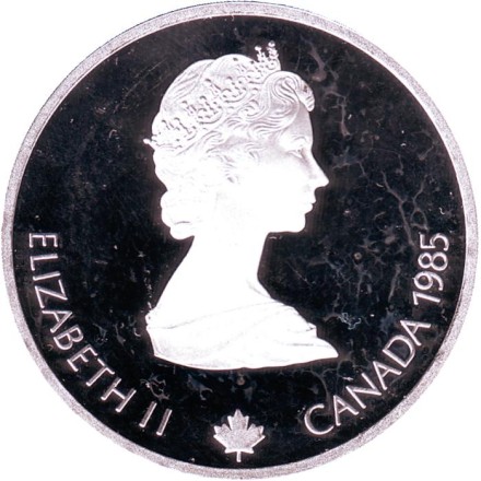 Монета 20 долларов. 1985 год, Канада. XV зимние Олимпийские Игры, Калгари 1988 - Конькобежный спорт. Монета 20 долларов. 1985 год, Канада. XV зимние Олимпийские Игры, Калгари 1988 - Конькобежный спорт.