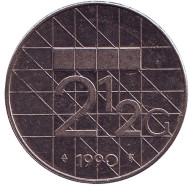 Монета 2,5 гульдена, 1990 год, Нидерланды. Монета 2,5 гульдена, 1990 год, Нидерланды.
