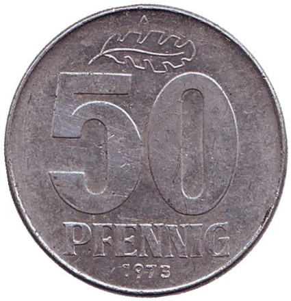 Монета 50 пфеннигов. 1973 год, ГДР.