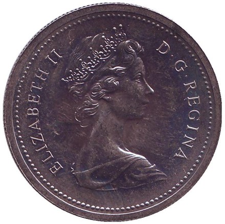 Монета 1 доллар. 1977 год, Канада. Индейцы в каноэ.