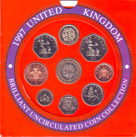Годовой набор монет Великобритании в буклете 1997 года. (9 шт).