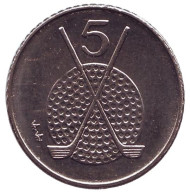 Монета 5 пенсов. 1995 год, Остров Мэн. Клюшки для гольфа. Монета 5 пенсов. 1995 год, Остров Мэн. Клюшки для гольфа.